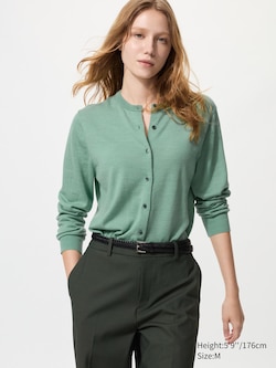 100% Merino Crew Neck Cardigan