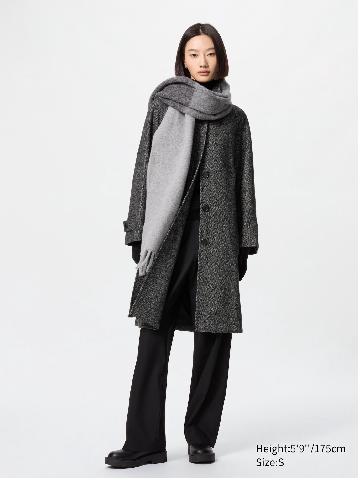 Uniqlo tweed knitted coat sales