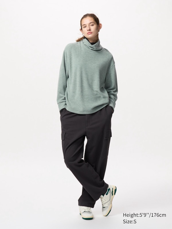 Soft Knit Fleece Ribbed High Neck T-Shirt (Long Sleeve)
