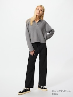 Washable Knit Ribbed Trousers