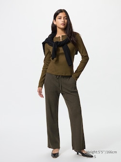 Washable Knit Ribbed Trousers