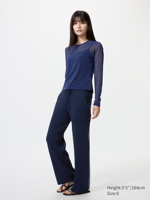 Uniqlo - Pantalon En Maille Côtelée (Lavable En Machine) - Bleu Marine - L