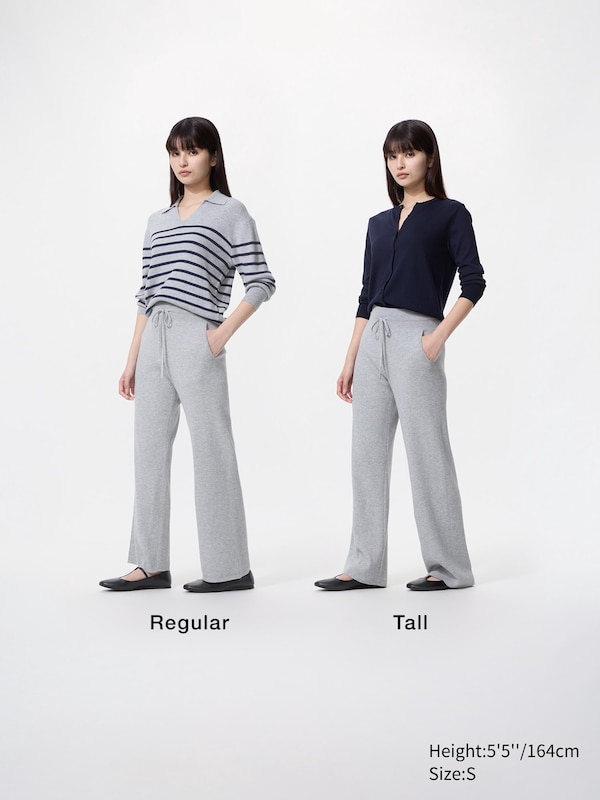 Washable Knit Ribbed Trousers