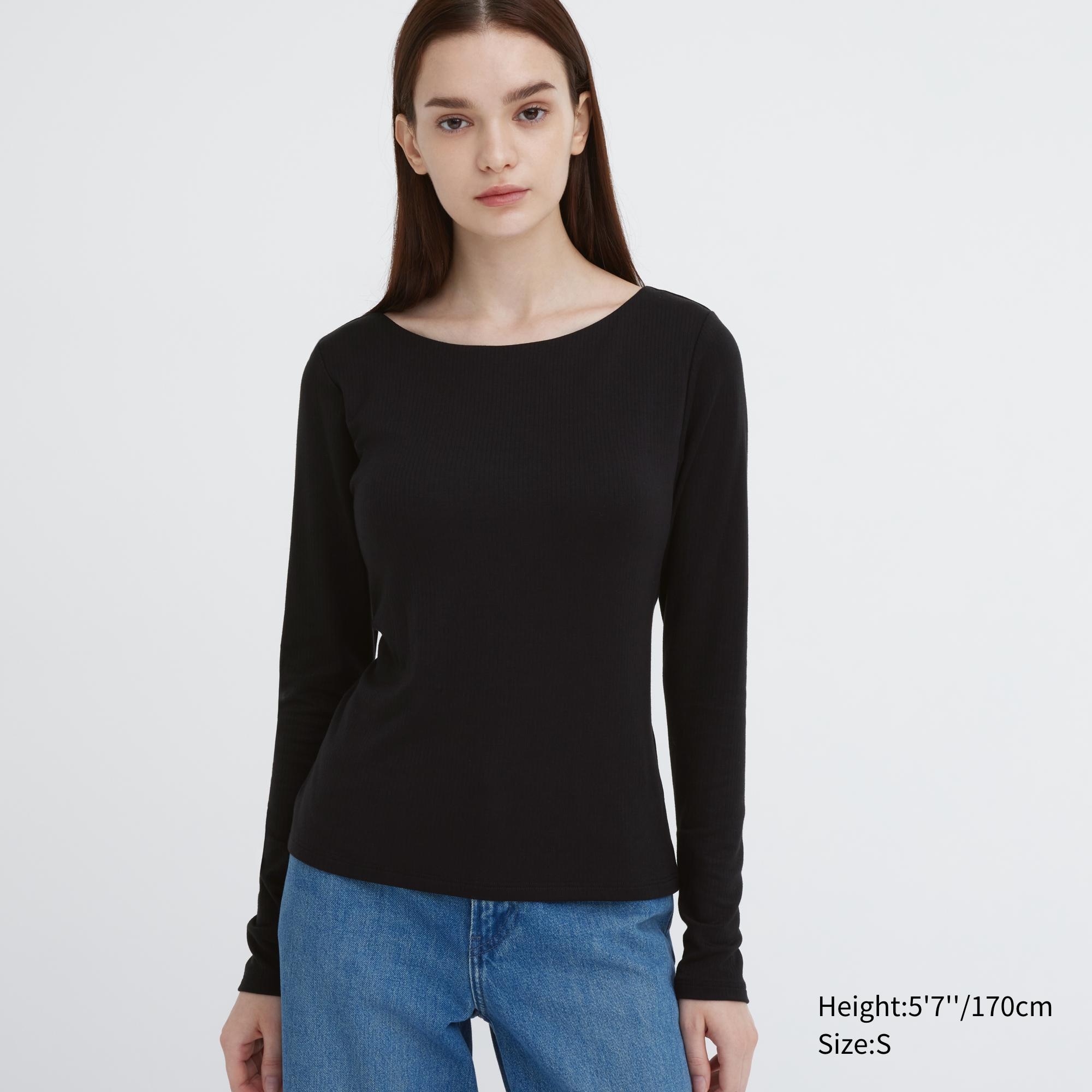 HEATTECH Ribbed Scoop Neck Long Sleeved Thermal Bra Top, UNIQLO EU