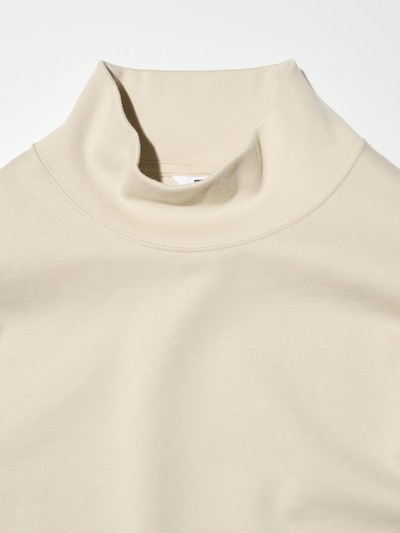 Brushed Lined Mock Neck T-Shirt | Long Sleeve