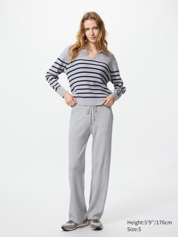 Washable Knit Ribbed Trousers (Longer)