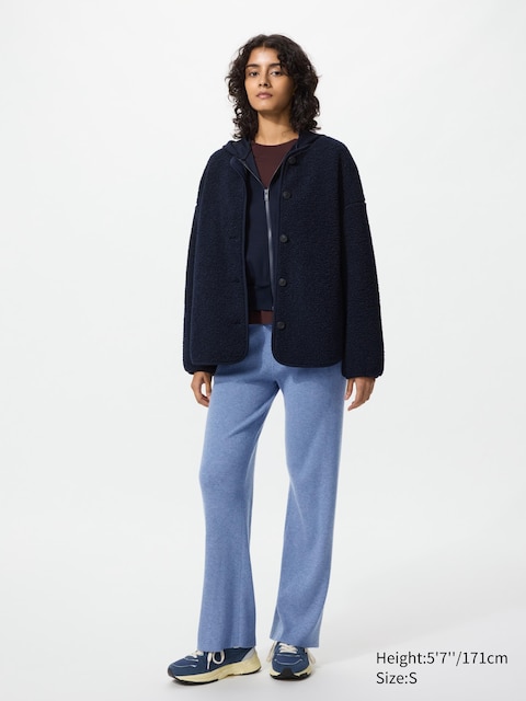 Uniqlo - Pantalon En Maille Côtelée (Lavable En Machine, Long) - Bleu - M