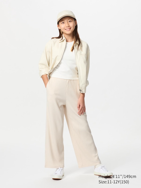 Girls Ribbed Wide Trousers