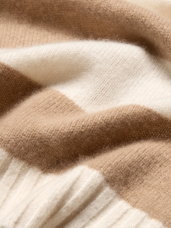 100% Cashmere Mock Neck Jumper (Stripe)