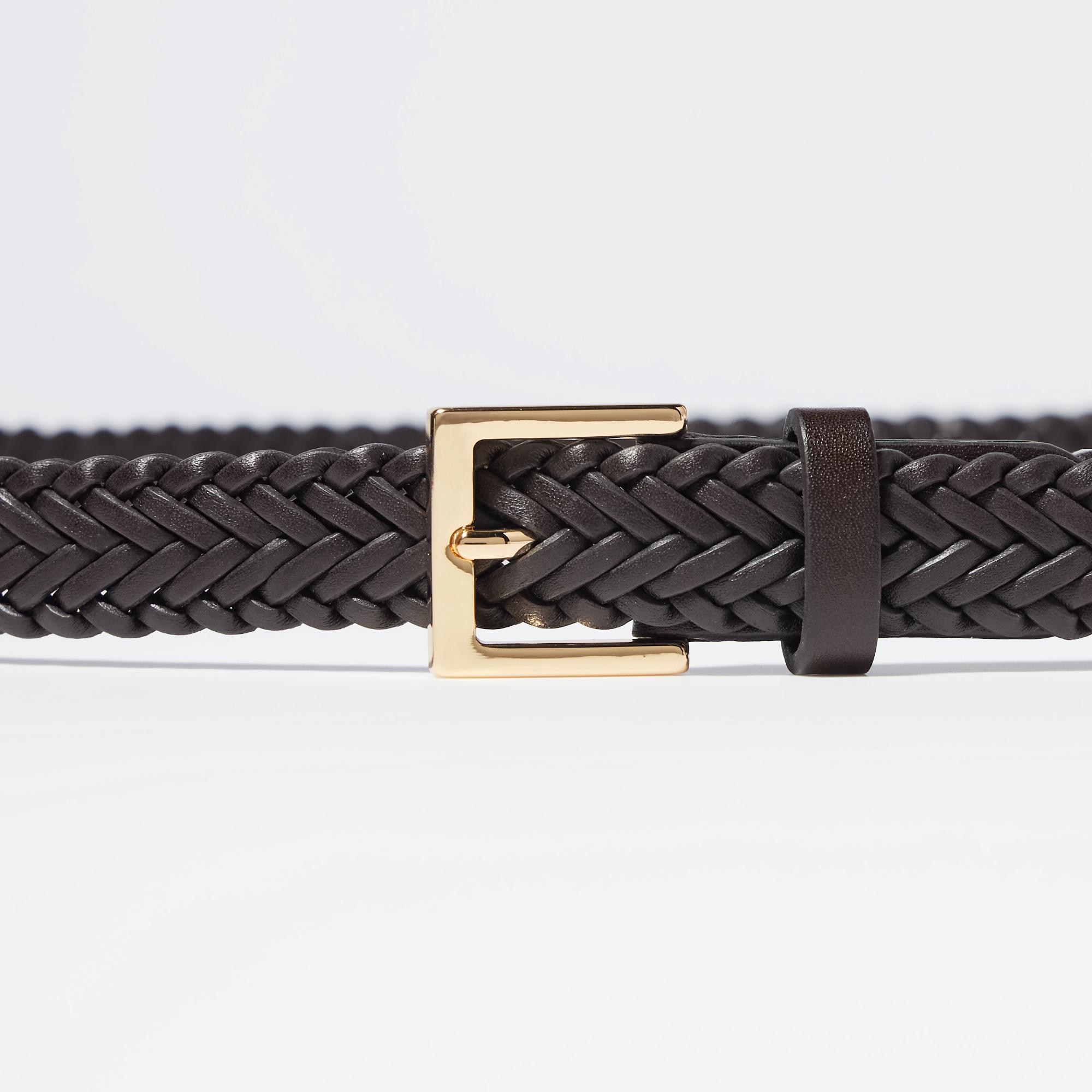 Esperanto Handmade Unisex Woven Leather Belt – 3.5cm, Italian Leather, Nickel-Free Buckle