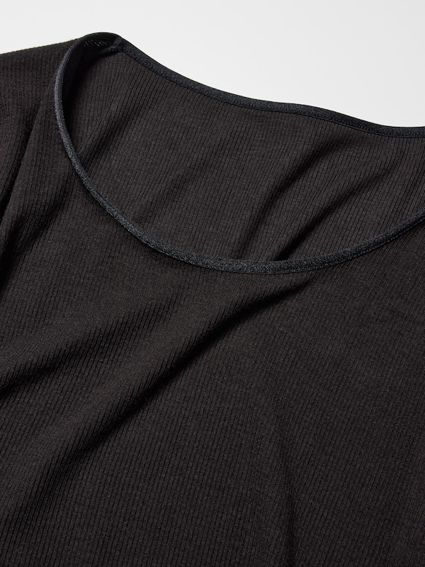 T-shirt côtelé en cachemire mélangé HEATTECH Extra Chaud