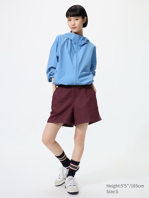 Short en lin et coton mélangés