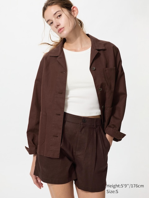 Uniqlo - Short En Lin Et Coton Mélangés - Marron Foncé - Xxs