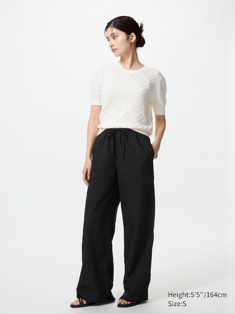 Uniqlo - Pantalon Easy En Lin Mélangé - Noir - Xxs