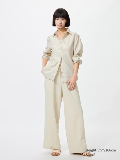 Uniqlo - Pantalon Easy En Lin Mélangé - Nude - Xs