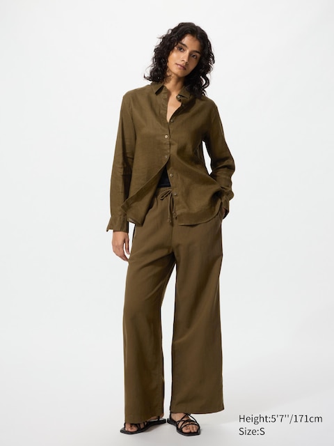 Uniqlo - Pantalon Easy En Lin Mélangé - Marron - M