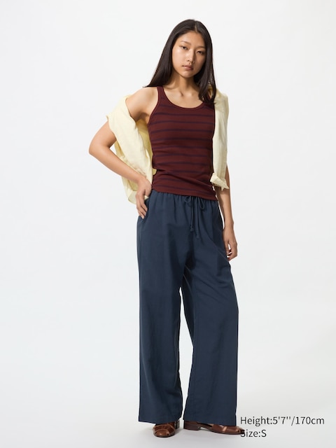 Uniqlo - Pantalon Easy En Lin Mélangé - Bleu Marine - Xl