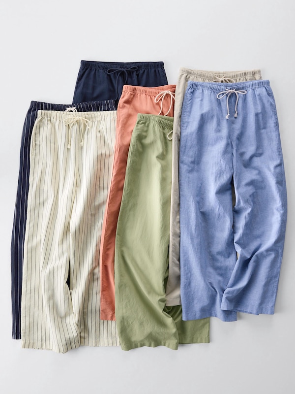 Linen Blend Easy Trousers (Longer)