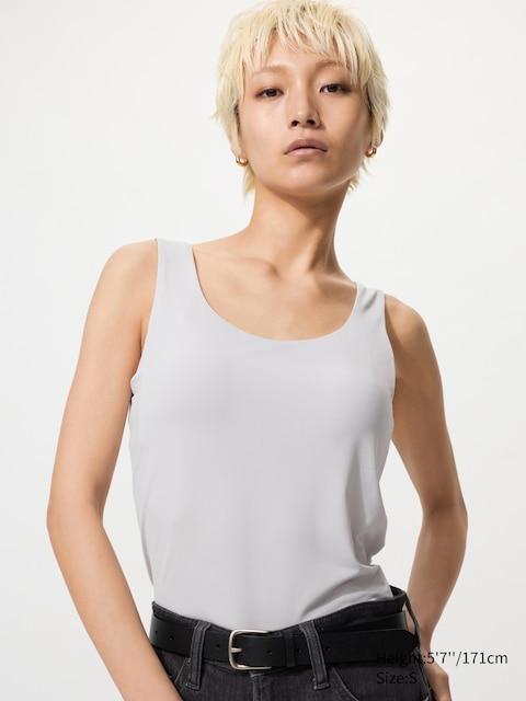 Uniqlo - Top À Brassière Intégrée Airism (Sans Manches) - Gris Clair - M