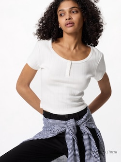T-Shirt (Lochmuster, Henley-Ausschnitt)