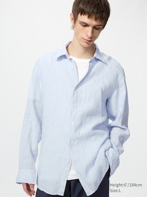 100% Premium Linen Shirt (Stripe)