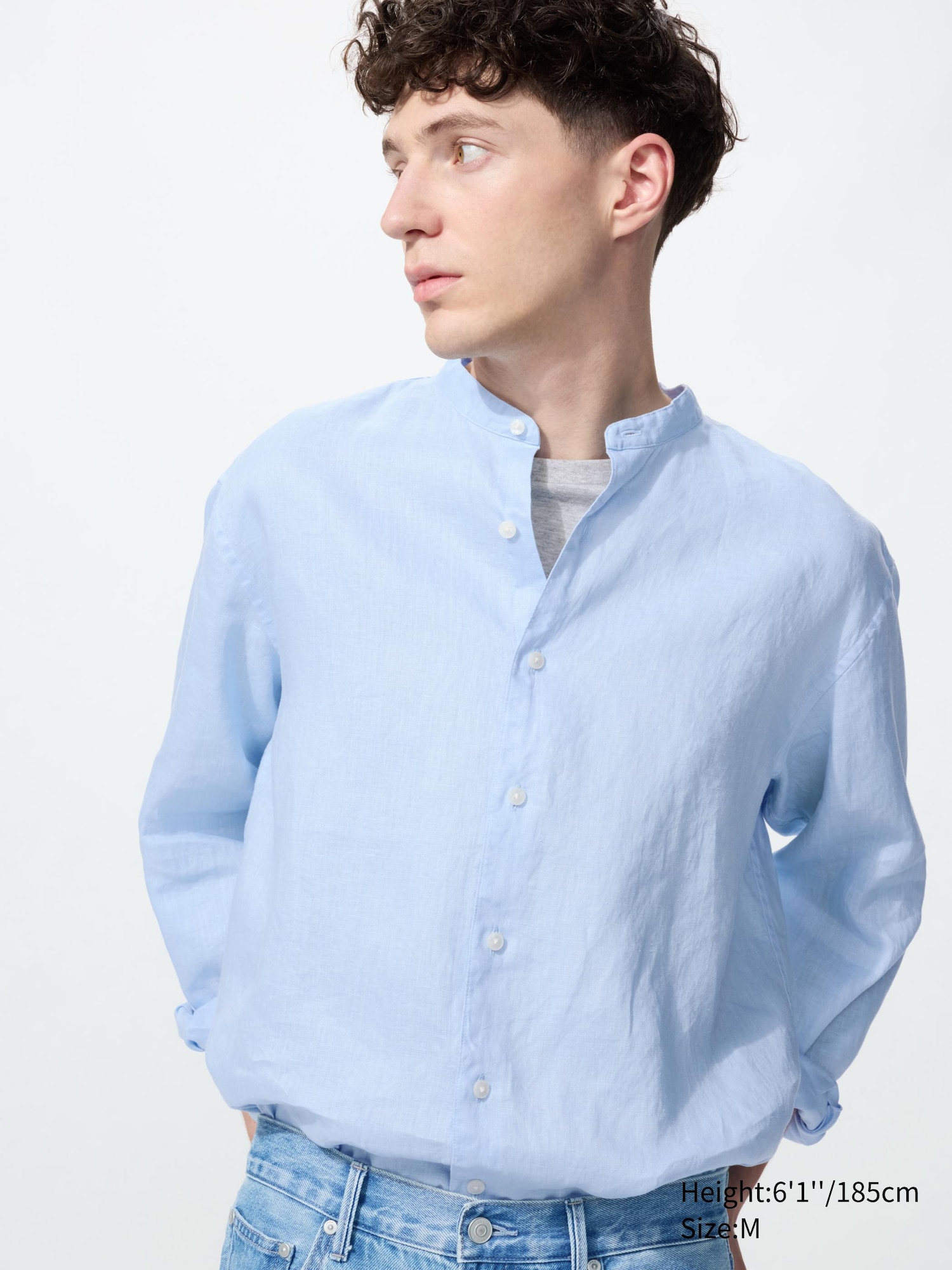 Casual Friday Regular fit linnen overhemd met opstaande kraag, model