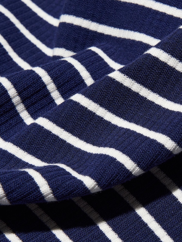 HEATTECH Ribbed High Neck T-Shirt (Stripe)