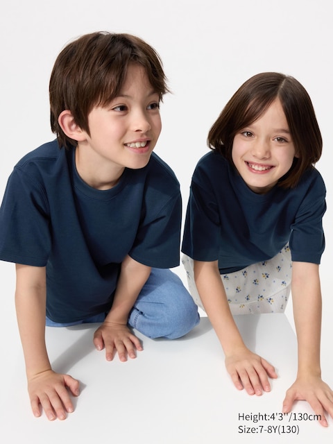 Uniqlo Unisex Navy - Airism Cotton Crew Neck T-Shirt - 11-12 Years (150Cm)