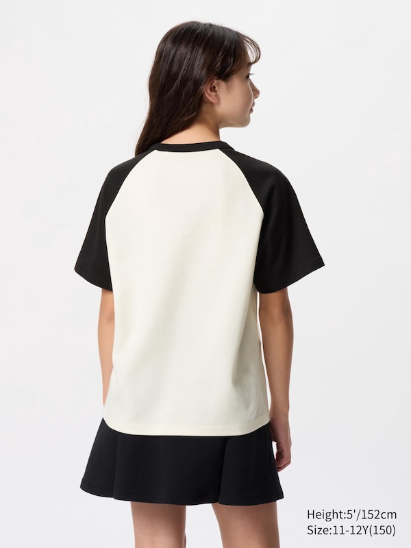 AIRism Cotton Crew Neck T-Shirt (Graphic, Raglan Sleeve)