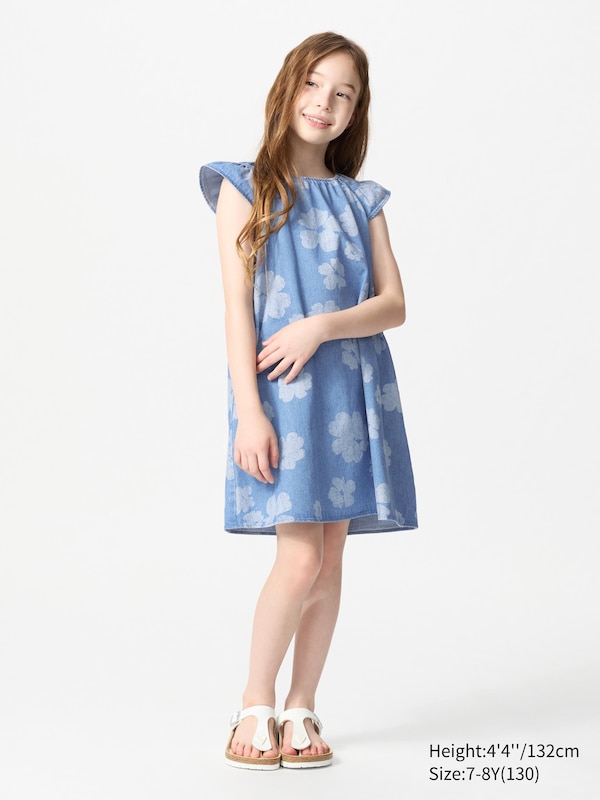 Denim Dress (Short Sleeve, Printed)
