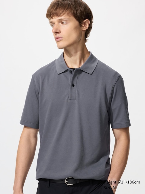Uniqlo - Polo Airism En Piqué De Coton - Gris Foncé - 3XL
