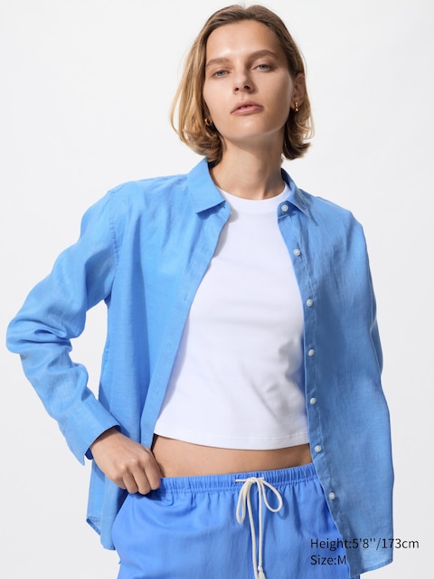 Uniqlo - Chemise 100% Lin Premium - Bleu - S