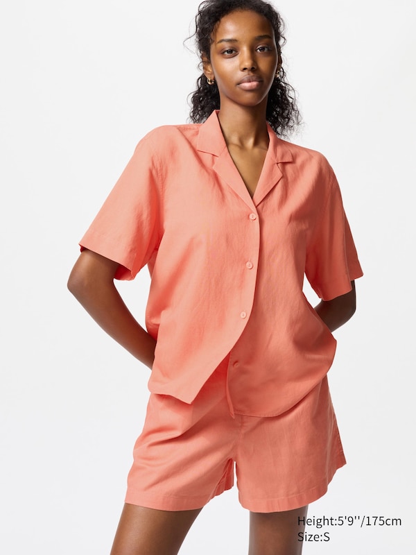 Chemise en lin mélangé (Manches courtes) pour Femme | UNIQLO FR
