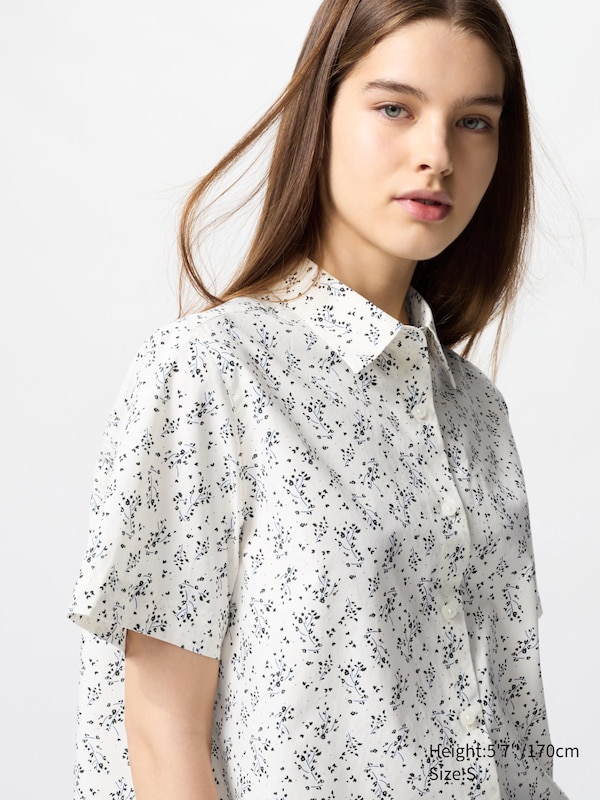 Cotton Short Length Shirt (Print, Short Sleeve)