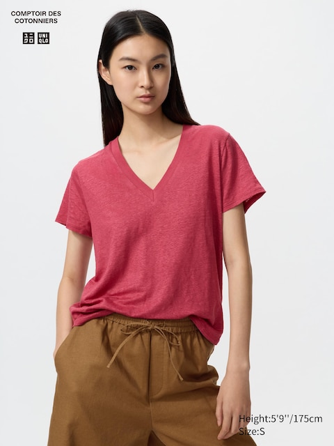 Uniqlo - T-Shirt 100% Lin (Col V) - Rouge - Xl