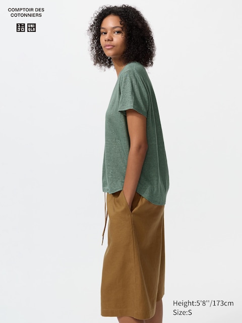 Uniqlo - T-Shirt 100% Lin (Col V) - Vert Olive - L