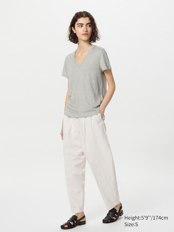Linen V Neck T-Shirt