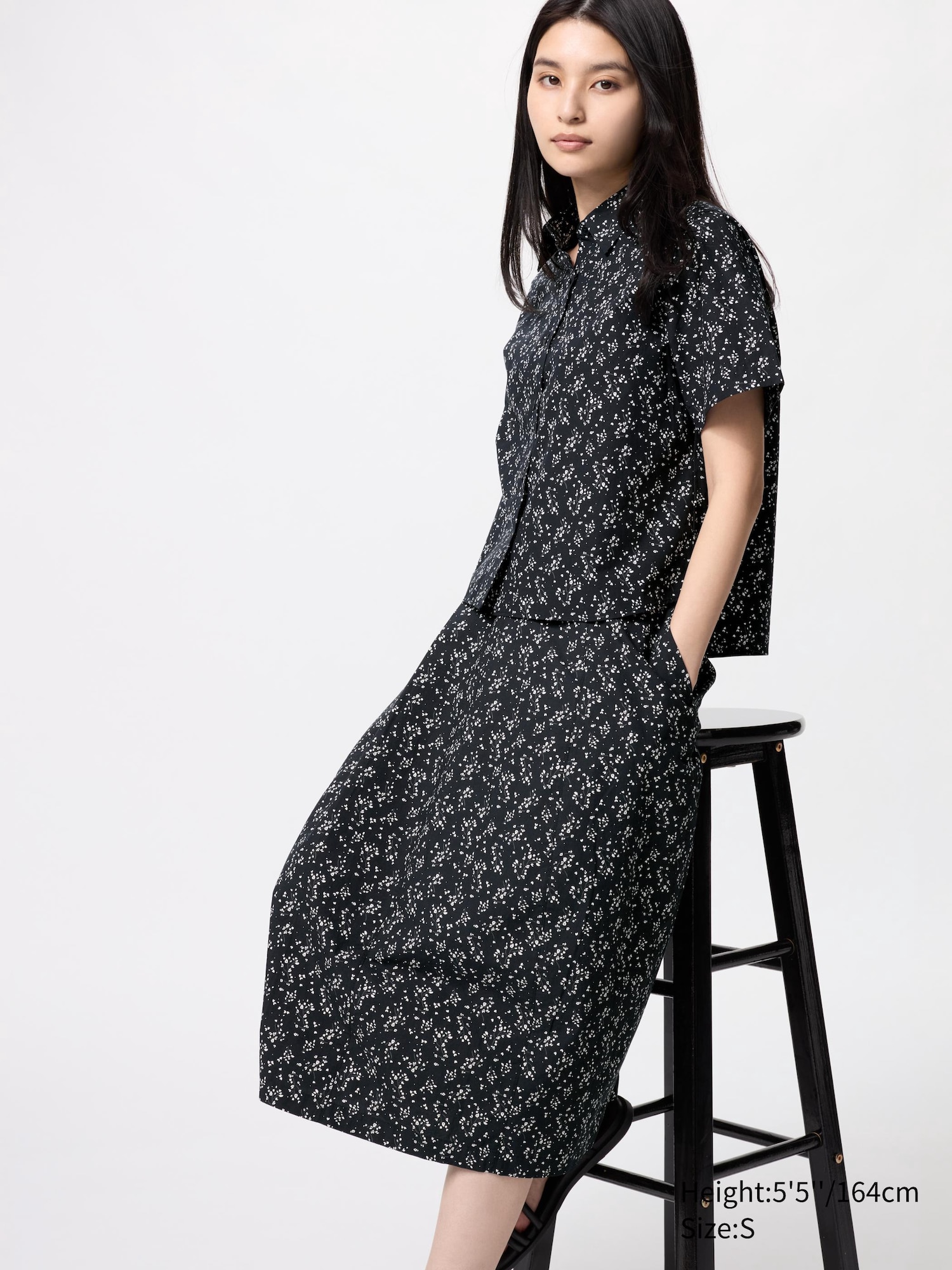 Baumwollmix Rock (Cocoon Fit, gemustert) für Damen | UNIQLO DE