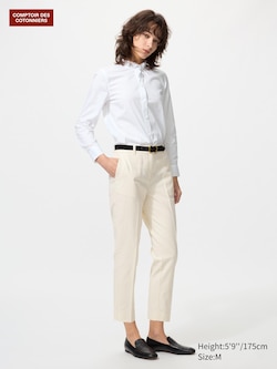 Linen Cotton Tapered Ankle Trousers