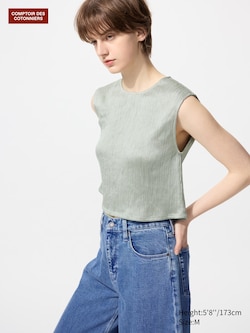 Satin Crinkle Sleeveless Top