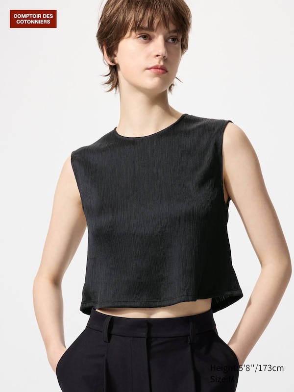 Satin Crinkle Sleeveless Top