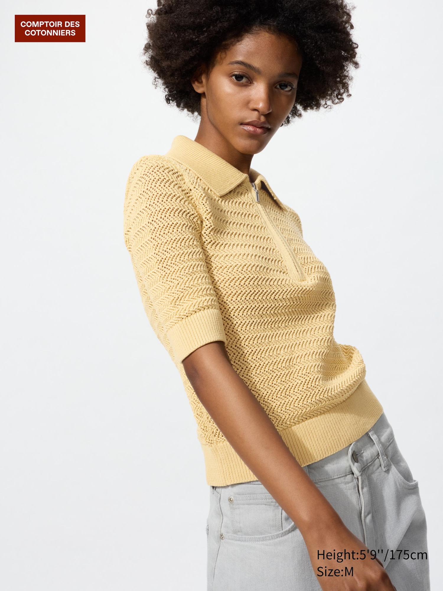Women's Cotton Open Zip Short Sleeve Polo Jumper | UNIQLO SI