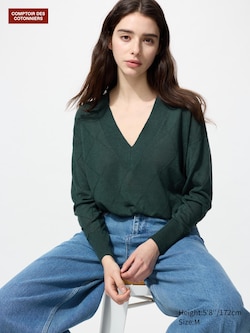 Linen Rayon V Neck Jumper