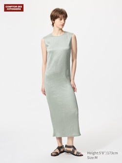Satin Crinkle Sleeveless Dress