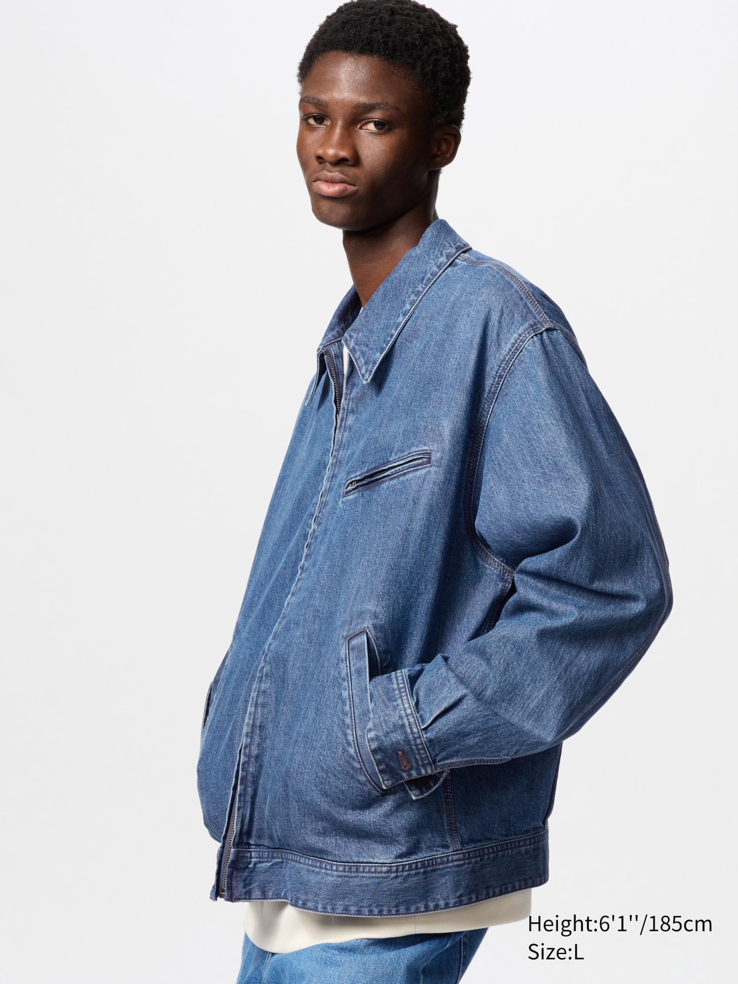 Men's Zip-Up Blouson (Denim) | UNIQLO ES