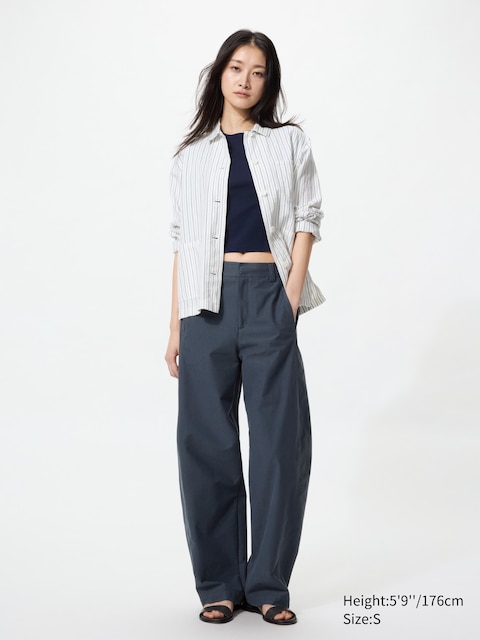 Uniqlo - Pantalon Barrel En Jersey (Long) - Gris Foncé - S