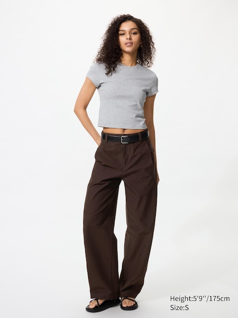 Uniqlo - Pantalon Barrel En Jersey (Long) - Marron Foncé - M