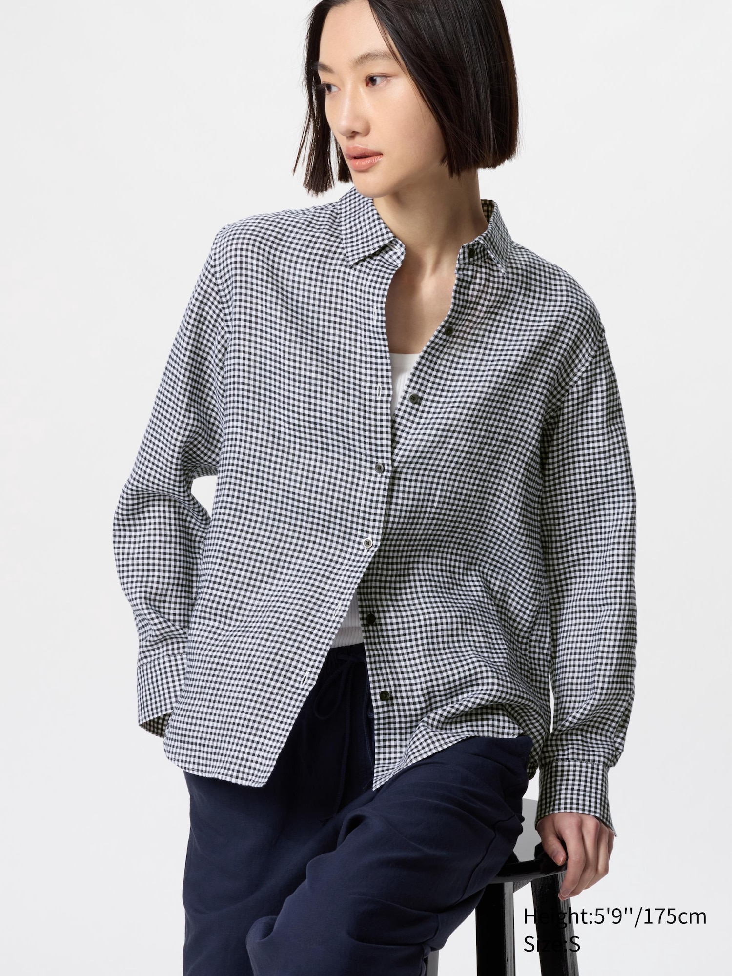 Chemise 100% Lin Premium (Motif Vichy)