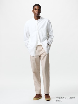 Linen Blend Relaxed Trousers (Stripe)