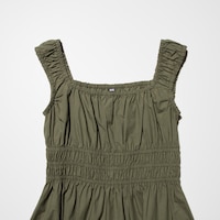 Cotton Gathered Mini Dress